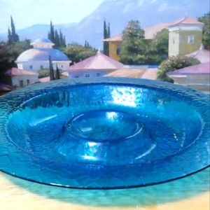 Recycled Glass Candle Stand Blue.🗻🇺🇸 Made In U.S.A.